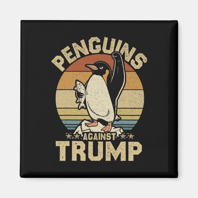 Íman Pinguim Barbatanas Resistindo Acima Pinguins Engra (Frente)
