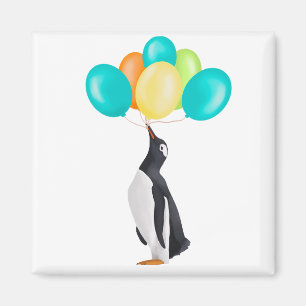 Íman Pinguim com balões coloridos