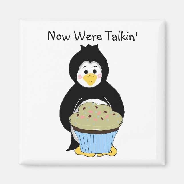 Íman Pinguim com Cupcake (Frente)