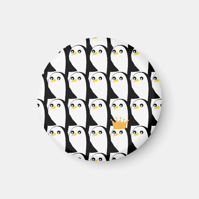 Íman Pinguim Cômico: Vintagem Branca Preta (Frente)