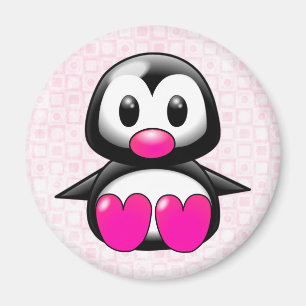 Íman Pinguim cor-de-rosa bonito