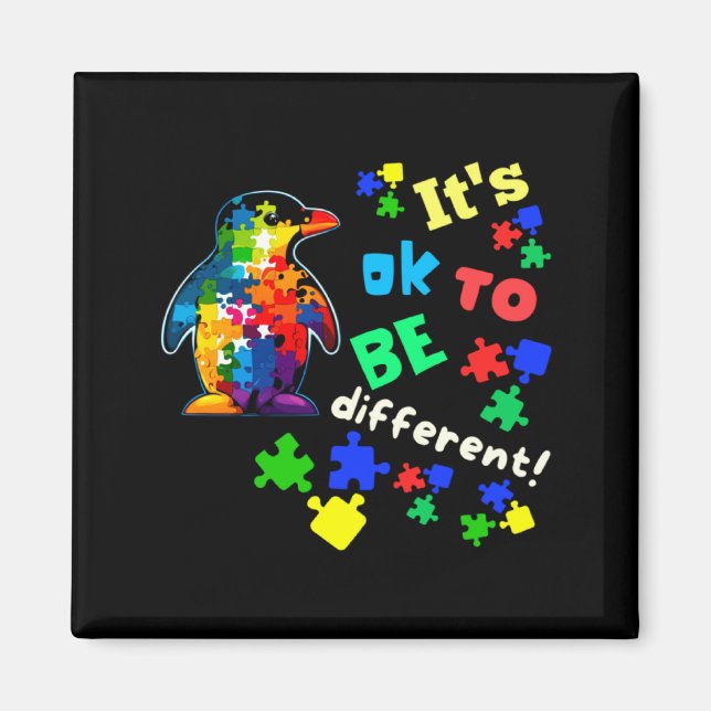 Íman Pinguim de Aceitação da Conscientização do Autismo (Frente)