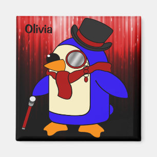 Íman Pinguim-de-cartoon branco vermelho e preto