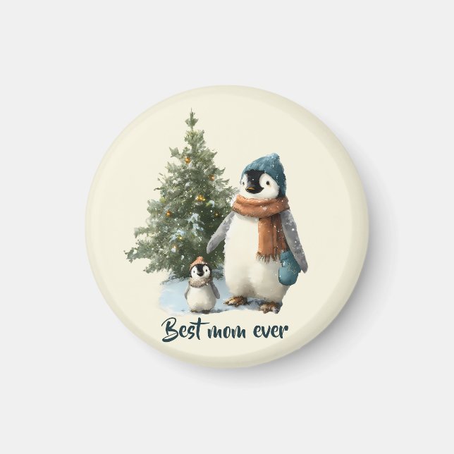Íman Pinguim de Inverno Personalizado “Melhor Mãe de To (Frente)