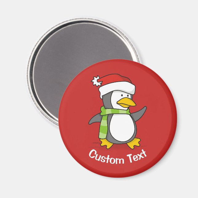 Íman Pinguim de Natal andando na neve (Front/Back)