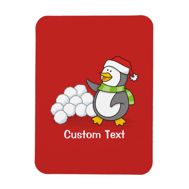 Íman Pinguim de Natal com bolas de neve balançando (Vertical)