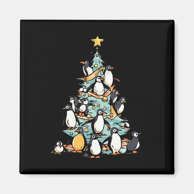 Íman Pinguim Dia de Natal Pássaro de Gelo Papai Noel (Frente)