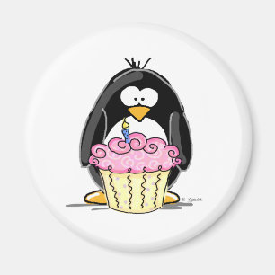 Íman Pinguim do aniversário com cupcake