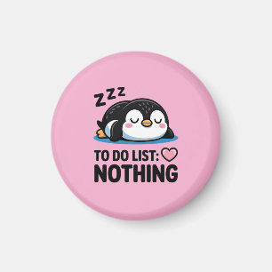 Íman pinguim dormindo fofo, lista de tarefas nada