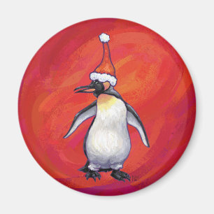 Íman Pinguim em Santa Chapéu em Vermelho