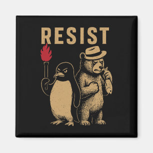 Íman Pinguim Engraçado Resiste Pinguins em Protesto Con