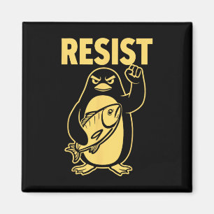 Íman Pinguim Engraçado Resiste Pinguins em Protesto Con