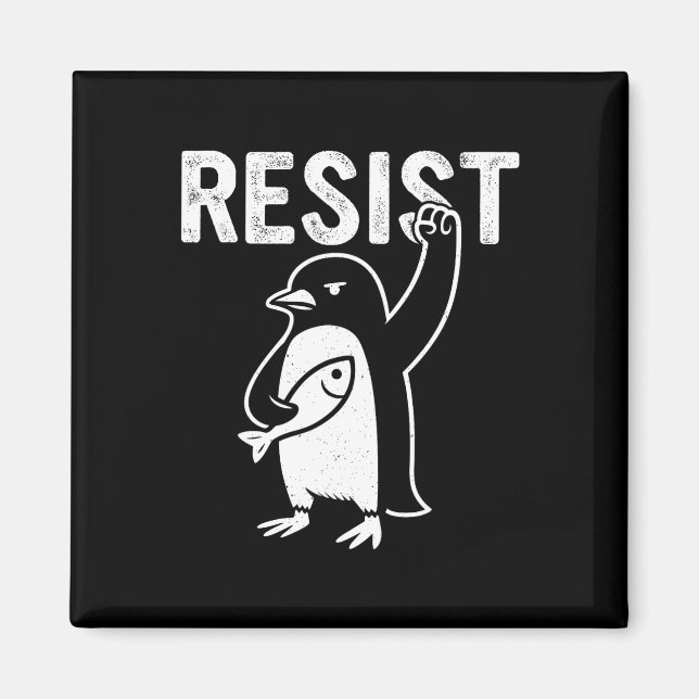 Íman Pinguim Engraçado Resiste Pinguins em Protesto Con (Frente)
