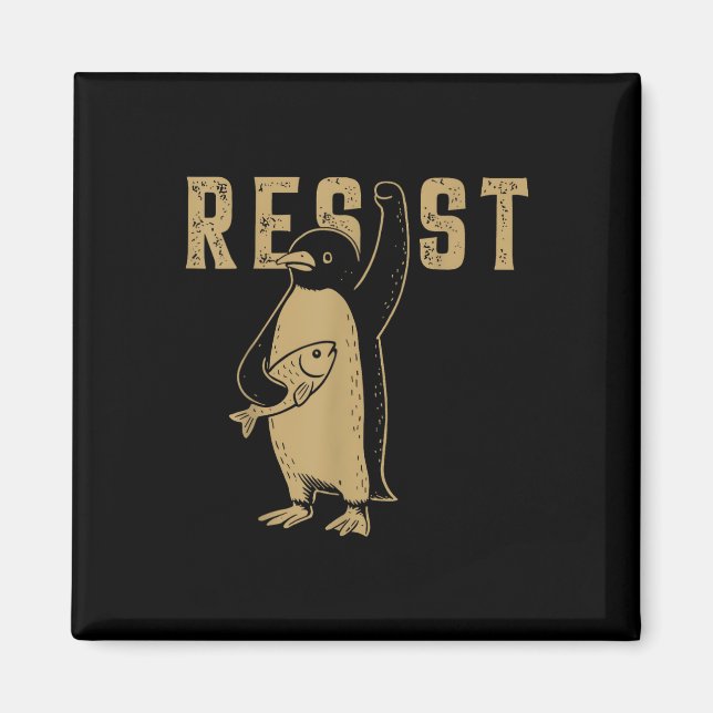 Íman Pinguim Engraçado Resiste Pinguins em Protesto Con (Frente)