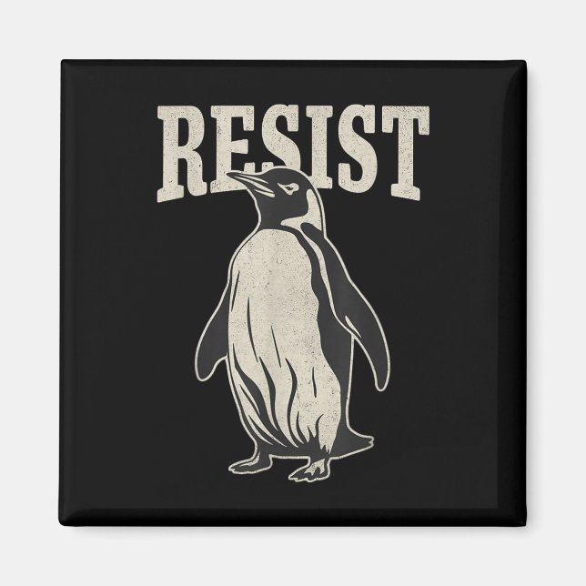 Íman Pinguim Engraçado Resiste Pinguins em Protesto Con (Frente)