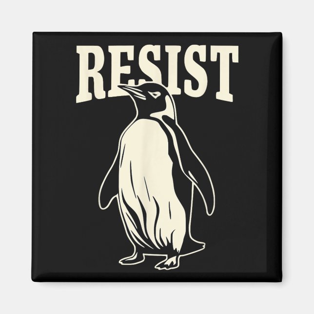 Íman Pinguim Engraçado Resiste Pinguins em Protesto Con (Frente)