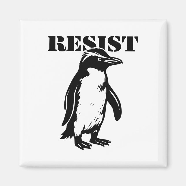 Íman Pinguim engraçado resiste protesto contra tarifas (Frente)