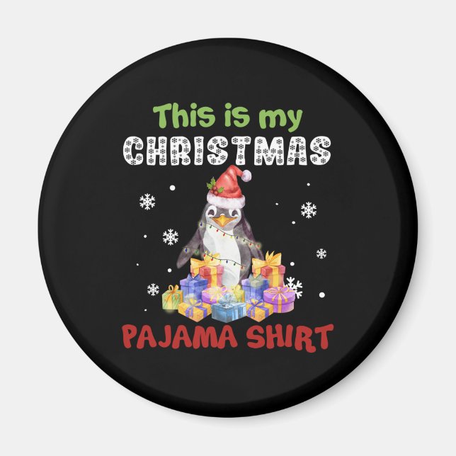 Íman Pinguim Esta É Minha Camisa De Pijama De Natal (Frente)