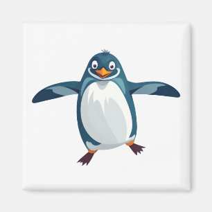 Íman Pinguim Feliz Brincadeira Saltando No Oceano Aéreo