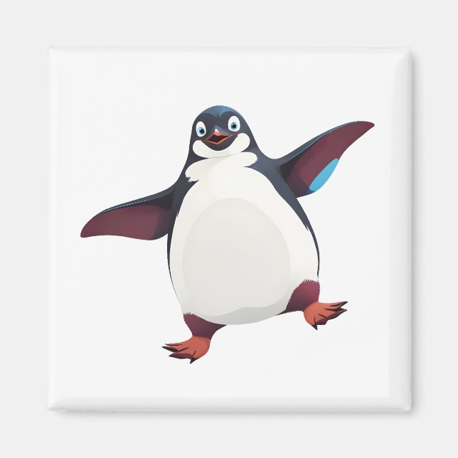 Íman Pinguim Feliz Brincadeira Saltando No Oceano Aéreo (Frente)