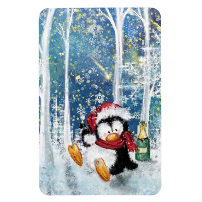 Íman Pinguim Feliz do Magnet de Natal - Divertido (Vertical)