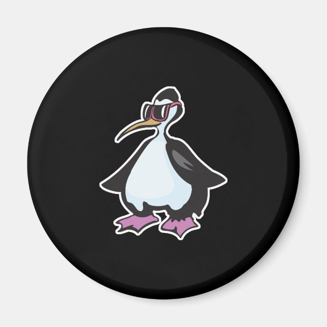 Íman pinguim gordinho vestindo óculos de sol (Frente)