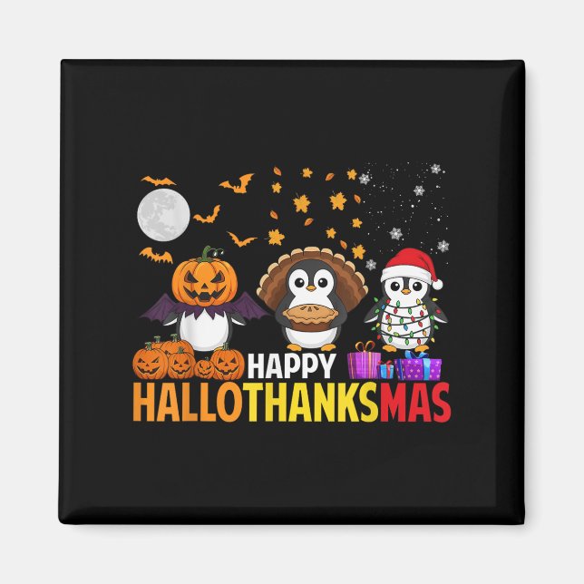 Íman Pinguim Natal Halloween Figurume Feliz Hallotha (Frente)