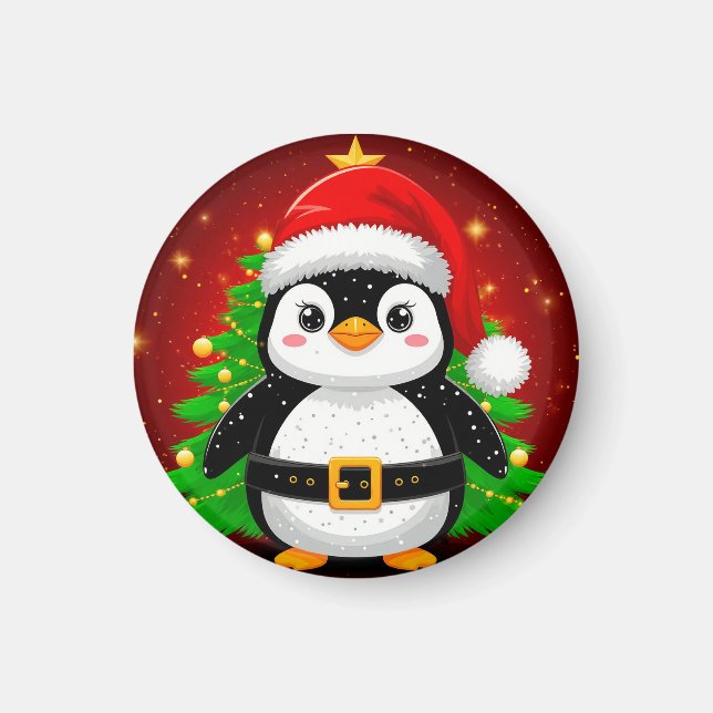 Íman 🎄 Pinguim Papai Noel Árvore de Natal Festa de Fim (Frente)