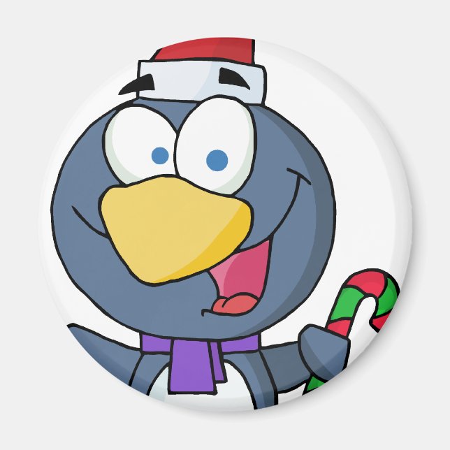 Íman Pinguim papai noel com caneta doce (Frente)
