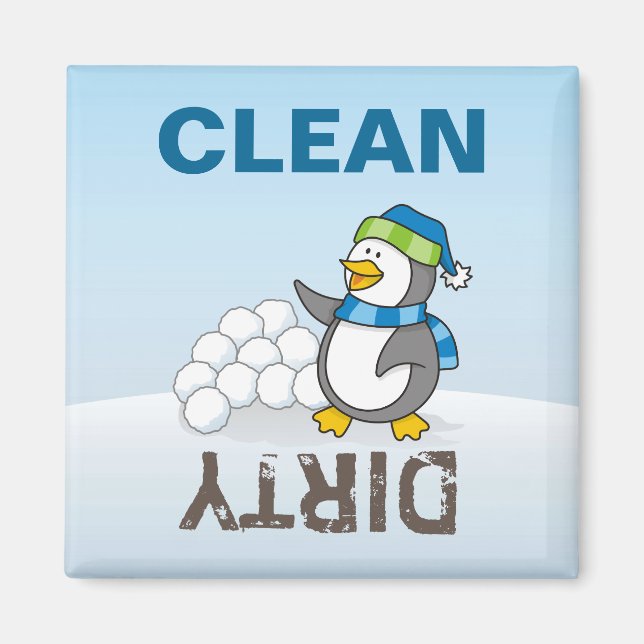 Íman Pinguim pequeno com bolas de neve balançando (Frente)