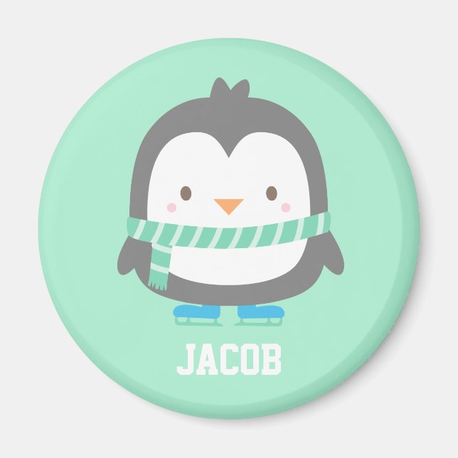 Íman Pinguim Pequeno e Fofo com Cachecol de Inverno Per (Frente)