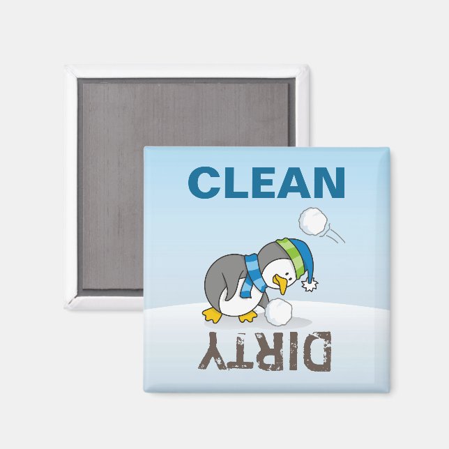 Íman Pinguim pequeno pegando uma bola de neve (Front/Back)