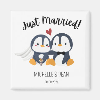Íman Pinguim-recem casados, doação fofa personalizada