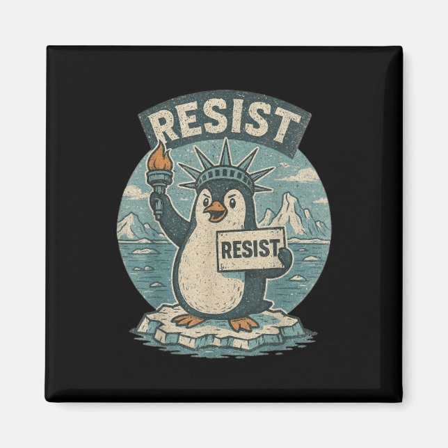 Íman Pinguim resiste a pinguins de camisa protestam gra (Frente)