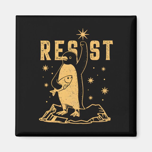 Íman Pinguim resiste aos pinguins protestando contra ta (Frente)