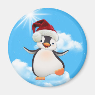 Íman Pinguim voador feliz vestindo um chapéu de Papai
