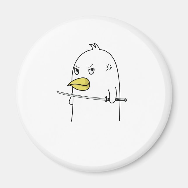 Íman Pinguin Vogel mit Samurai Schwert guckt böse (Frente)