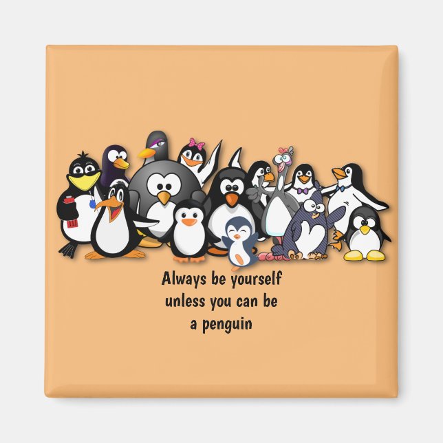 Íman Pinguins animados e bonitos (Frente)