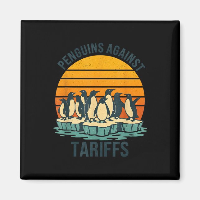 Íman Pinguins contra Tarifas AntiTarifas Funny Pengui (Frente)