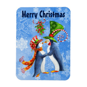 Íman Pinguins do Feliz Natal no amor sob o visco