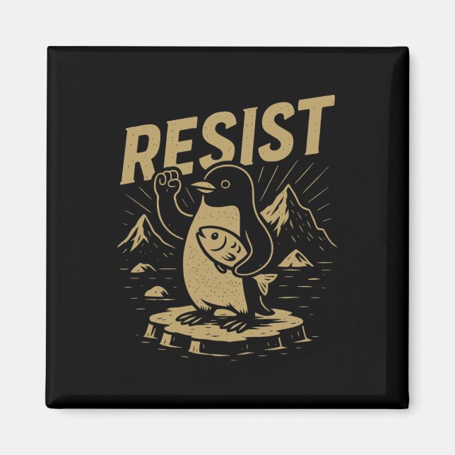 Íman Pinguins Gráficos Engraçados Resistem Pinguim Cont (Frente)