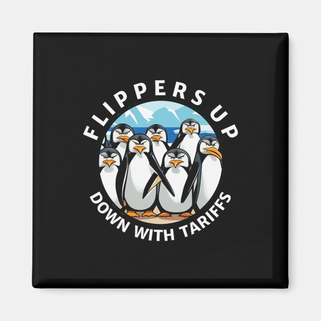 Íman Pinguins Nadadeiras ao Alto em Protesto Contra Tar (Frente)