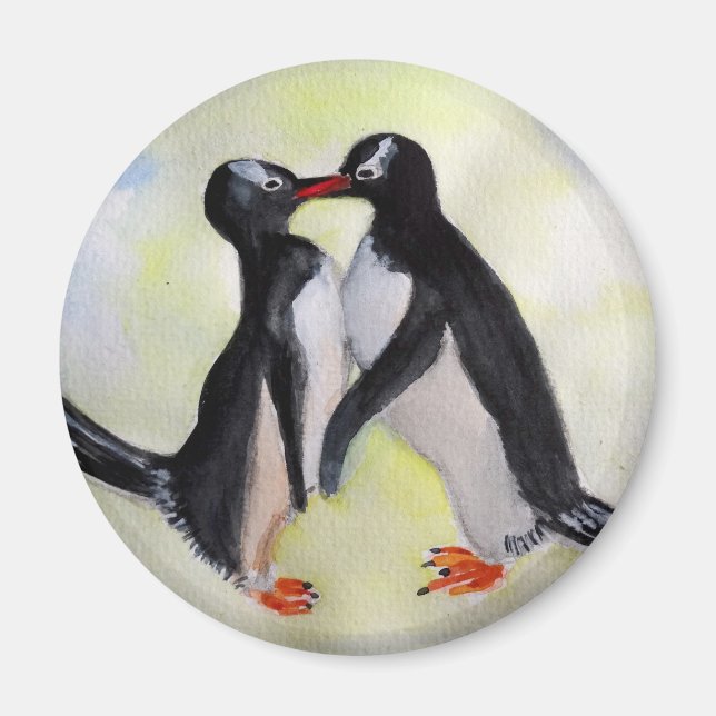 Íman Pinguins Padrão, Magneta Redonda De 5,7 Cm (Frente)