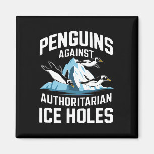 Íman Pinguins Trump Contra Buracos de Gelo Autoritários