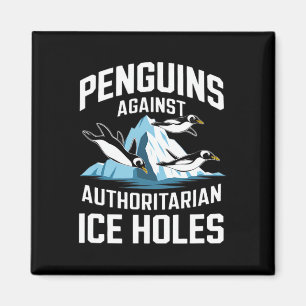 Íman Pinguins Trump Contra Buracos de Gelo Autoritários