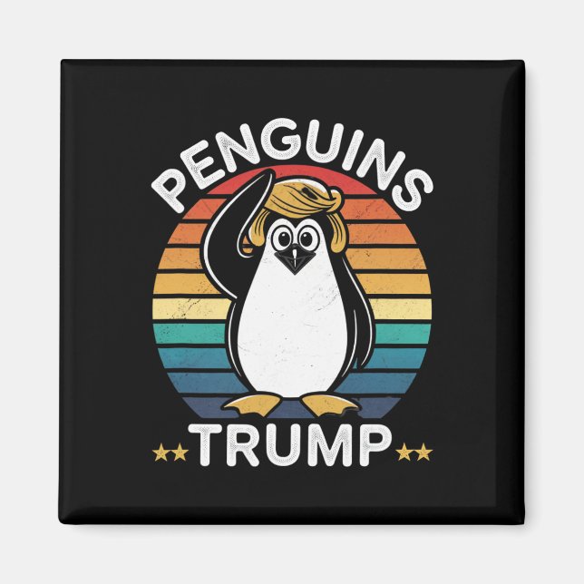 Íman Pinguins Trump Engraçado Resistir Projeto de Prote (Frente)