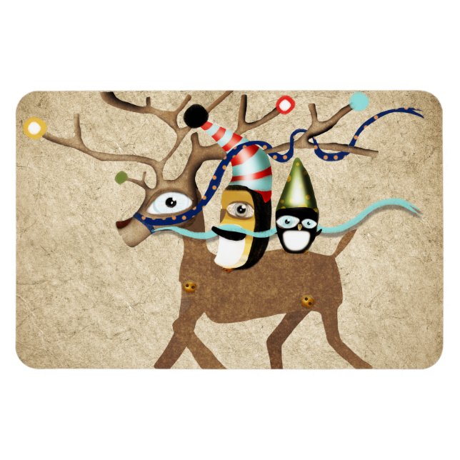 Íman Pinguins Viajando no inverno (Horizontal)