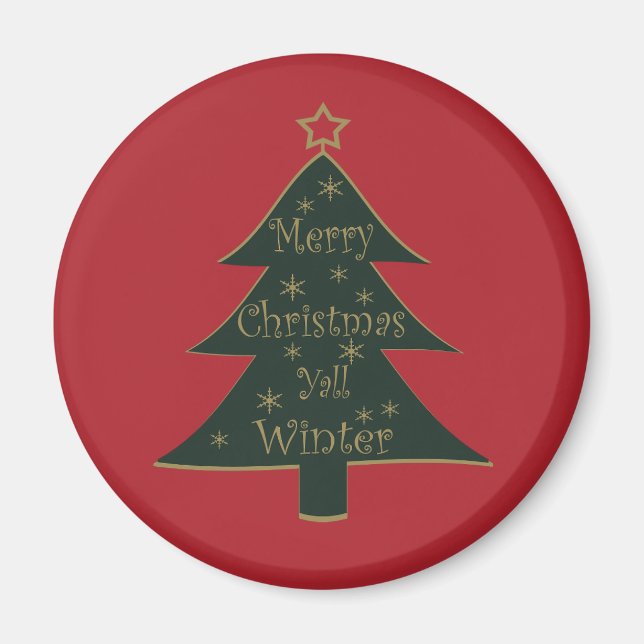 Íman Pinheiro decorado de Natal feliz (Frente)