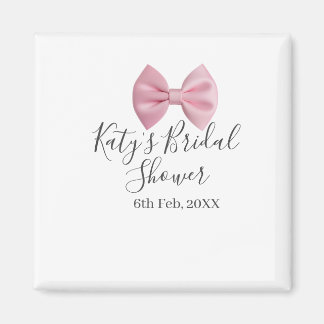 Íman Pink bow bridal shower name date pastel stylish te