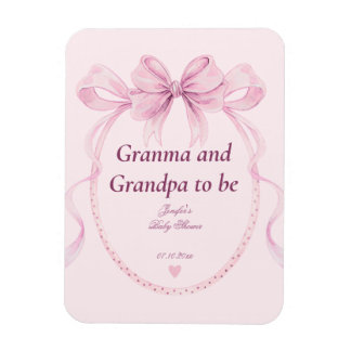 Íman Pink Bow Grandma and Grandpa to Be Baby Shower